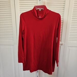 J. Jill Luxe Supima Turtleneck Tunic Top Womens Size Large Red Long Sleeve